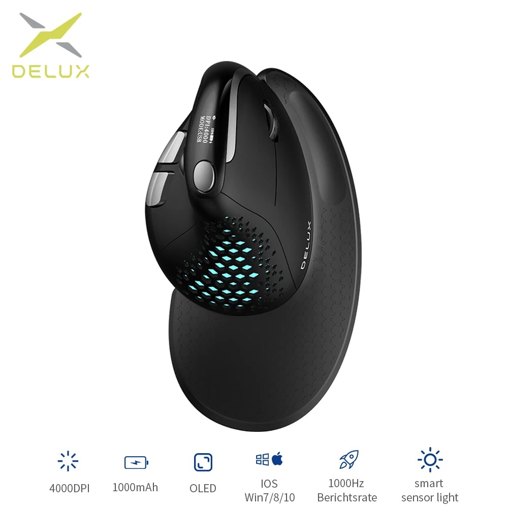 Auto Mouse Mover - Delux M618XSD Seeker Ergonomic Vertical Mouse