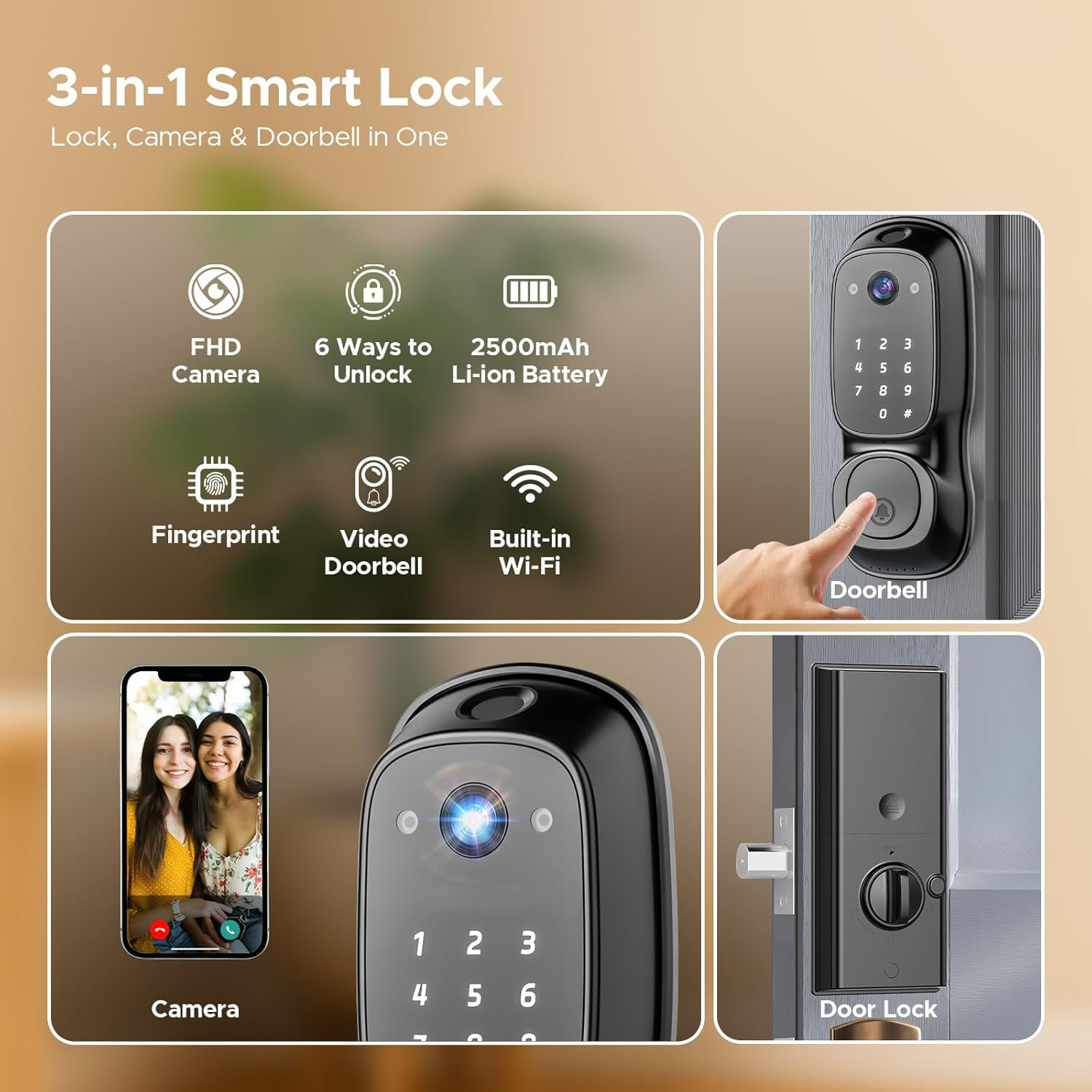 Tuya Wifi Smart Door Lock ‎Cam - Electronics & Tech Gadgets recension och pris