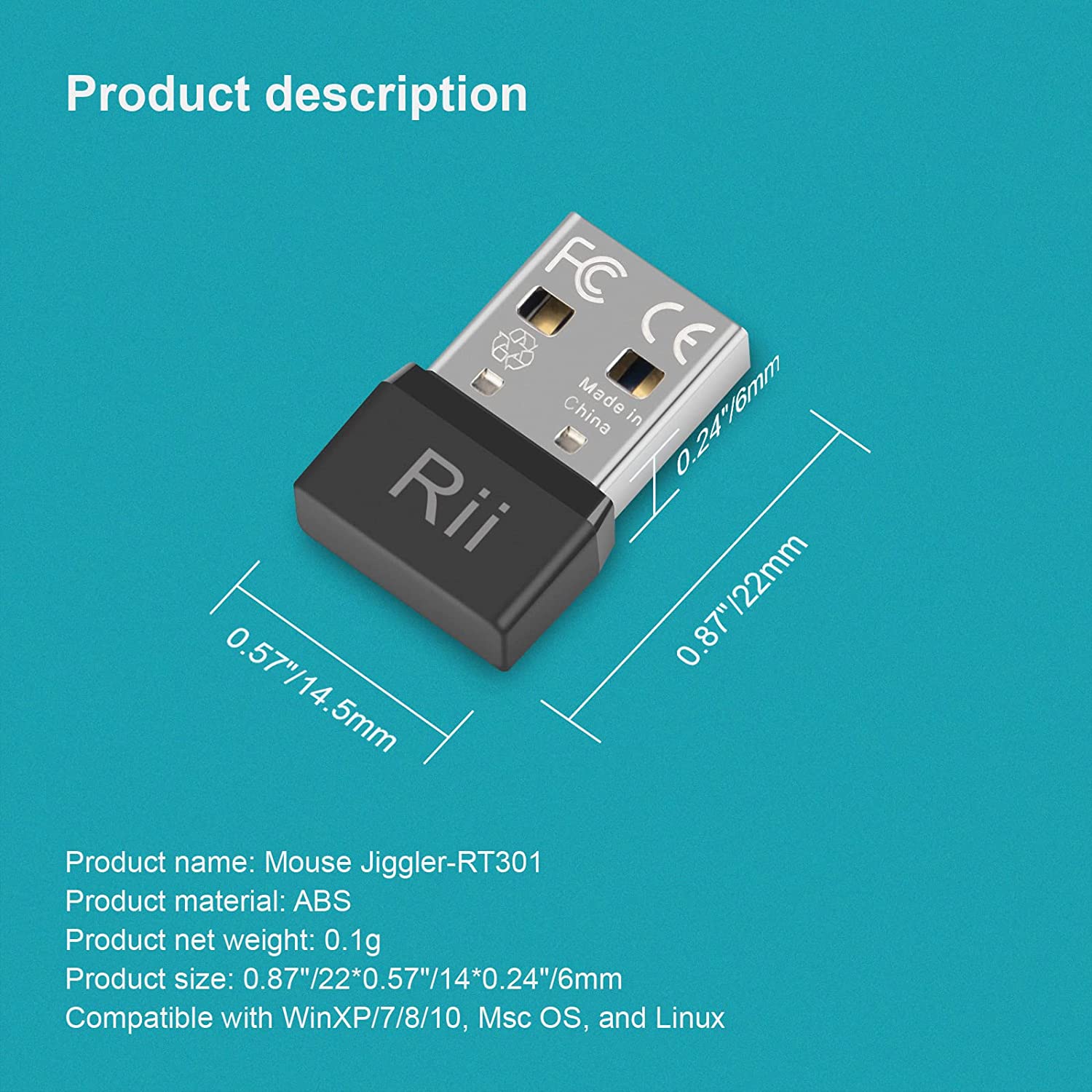 Rii RT301 USB Mouse Jiggler,Un - Auto Mouse Mover recension och pris